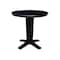International Concepts 36 in. Solid Wood Round Extension Dining Table with 2 Counter Height Stools in Black/Distressed Oak K46-36RXT-23S4261322 - alternate 2